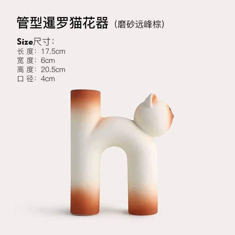 classic style cat ceramics vase