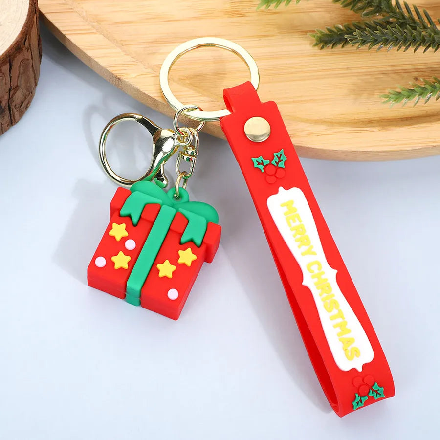 Cute Santa Claus PVC Flexible Glue Keychain Pendant Cartoon Snowman Toy Bag Bag Charm Holiday Small Gift