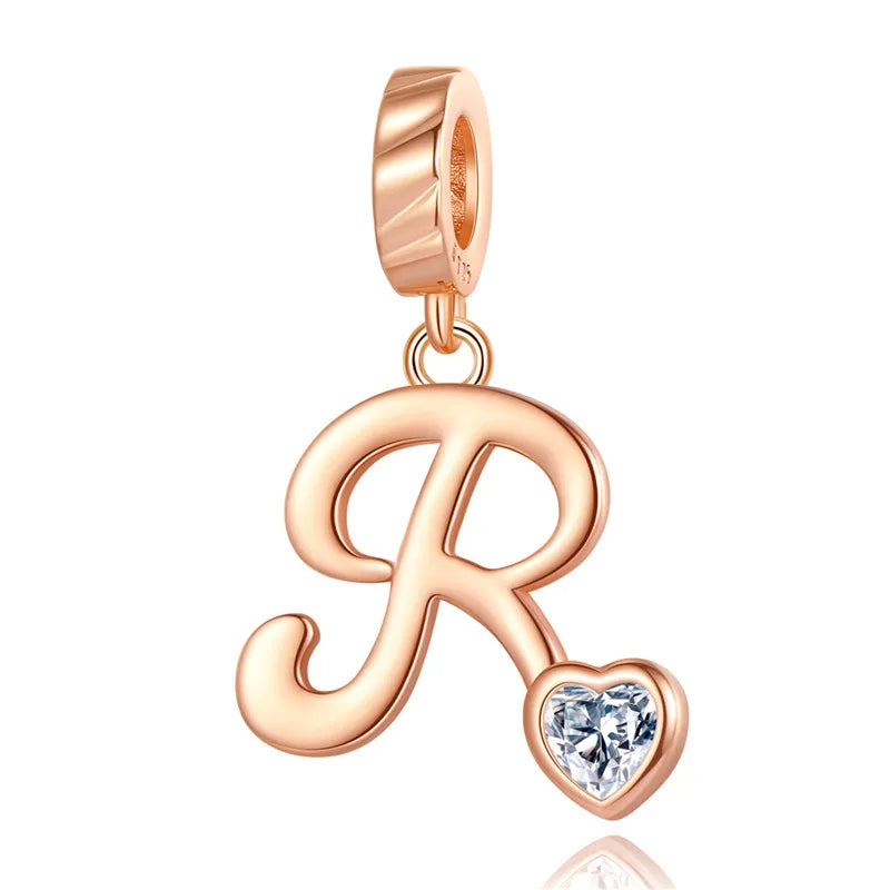 Ornament Letter Pendant S925 White Copper Rose Gold Necklace Pendant Diy Bracelet Charm Cross-Border Hot Sale Accessories