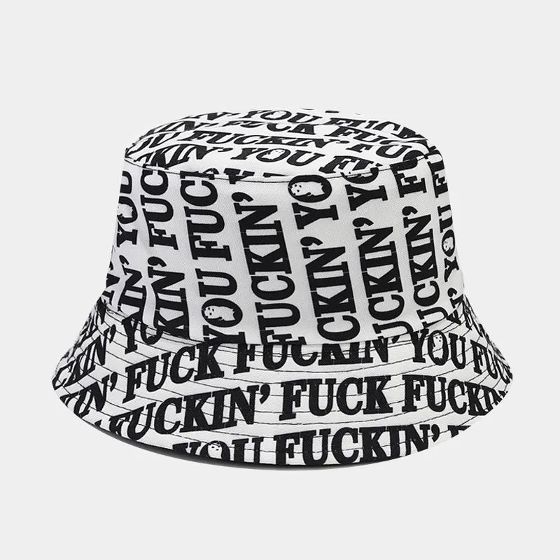 women's elegant basic graffiti printing flat eaves bucket hat