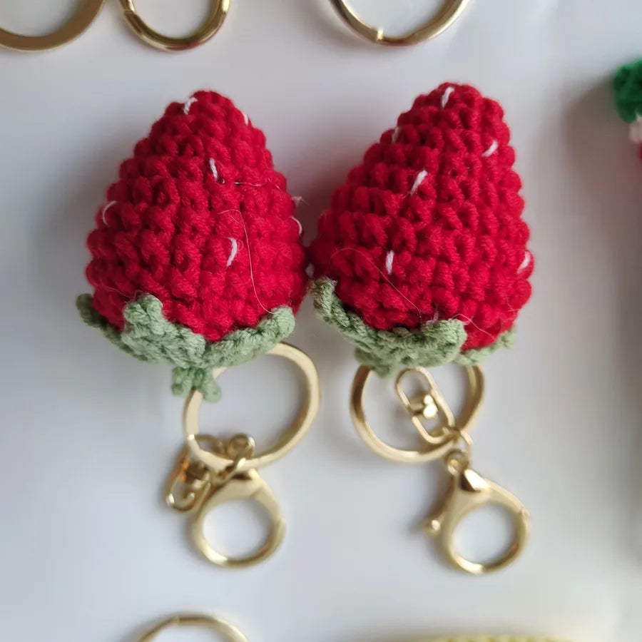 1 Piece Simple Style Fruit yarn Bag Pendant Keychain