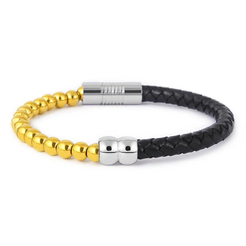 Retro Geometric Agate Titanium Steel Men's Bangle