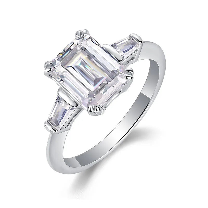 Moissanite 925 Sterling Silver Rings GRA Certificate Geometric Rings