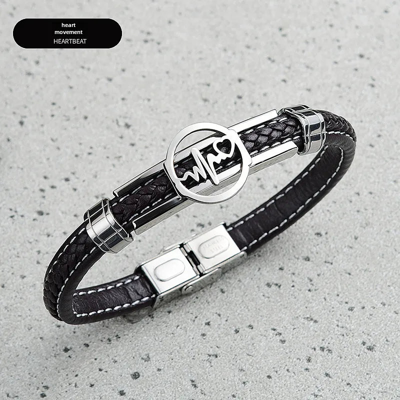 hot infinite love microfiber stainless steel bracelet men's jewelry  fashion boys bracelet  Black Brown