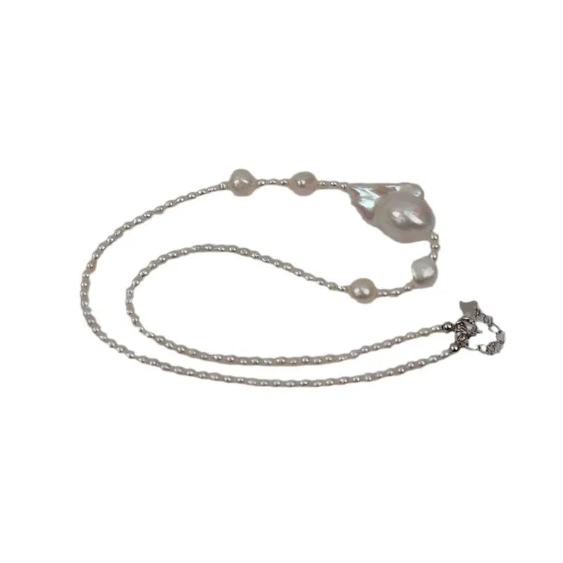Baroque Shape Pearl Necklace Natural Freshwater Pearls Women's Elegant Minimalist Autumn Winter Trendy Choker Neck Chain