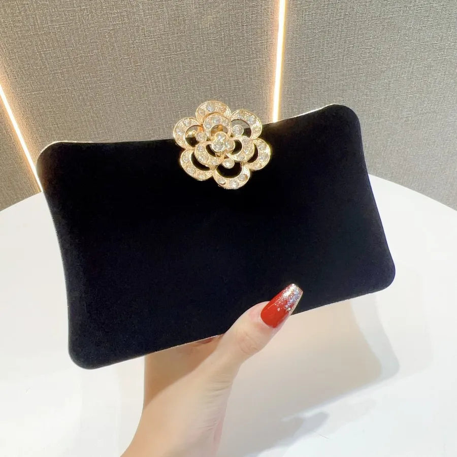 Velvet Diamond Embedded Women's Crossbody Shoulder Bag Evening Party Wedding Dress Handbag Pillow Shape Fashion Print