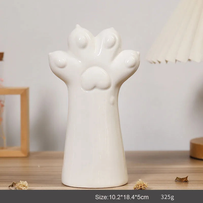Cute Hand Paw Print ceramics Vase Artificial Decorations