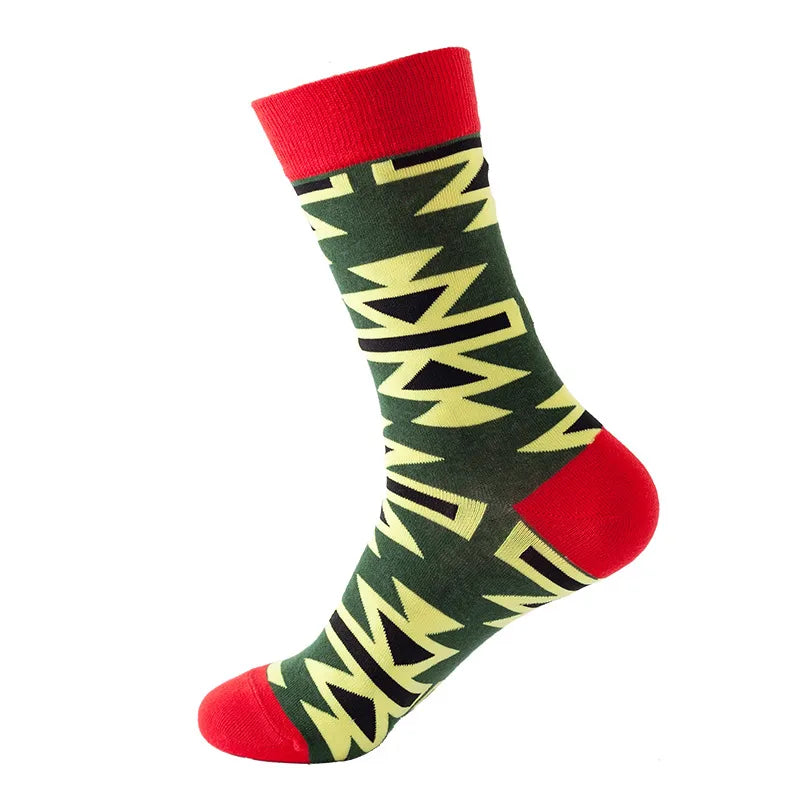 Unisex Modern Style Printing Color Block Lingge Nylon Cotton Ankle Socks A Pair