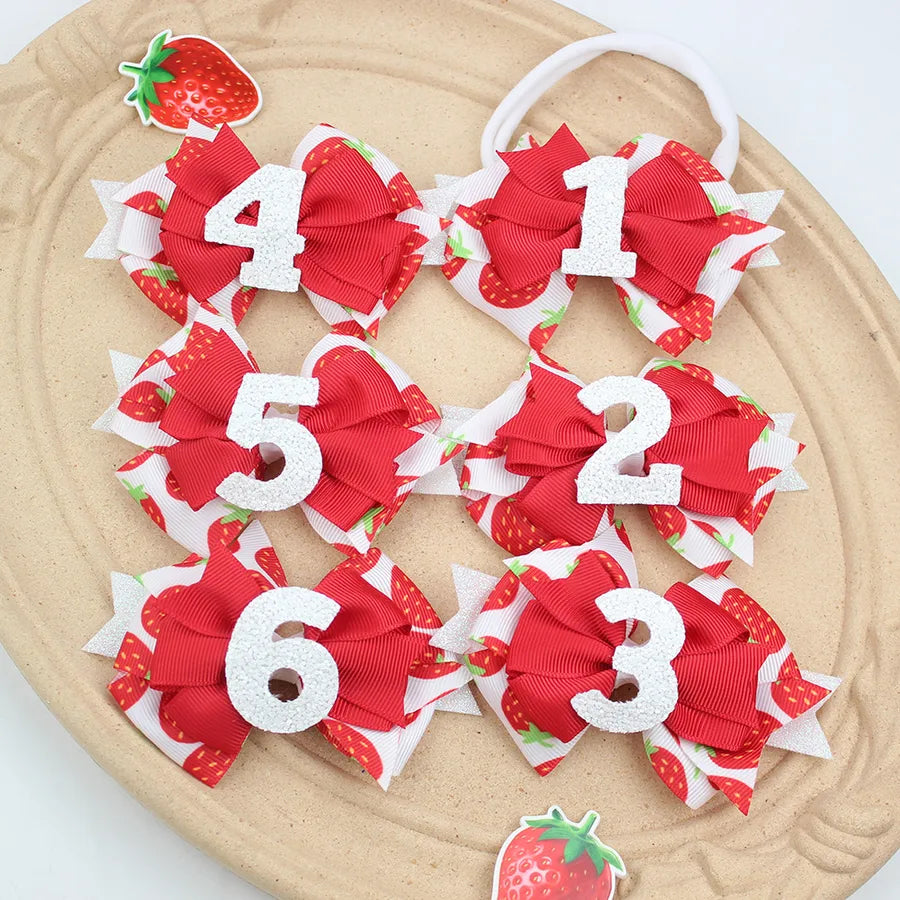 Explosions Birthday Hair Band Digital Glitt Hairpin Hair Band Baby Strawberry Birthday Hair Accessories