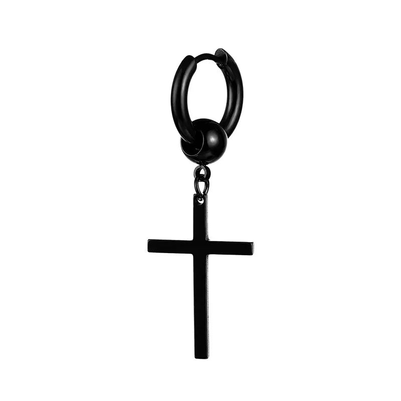 simple style cross titanium steel plating drop earrings 1 piece