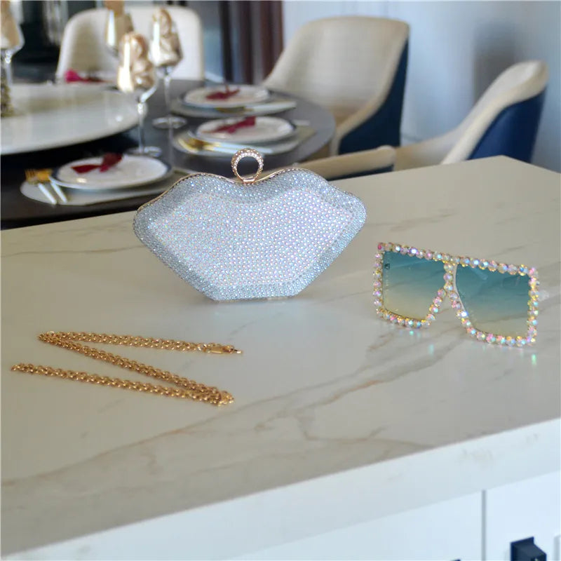 Women's Medium Rhinestone satin Solid Color Elegant Streetwear Square Lock clasp Evening Bag