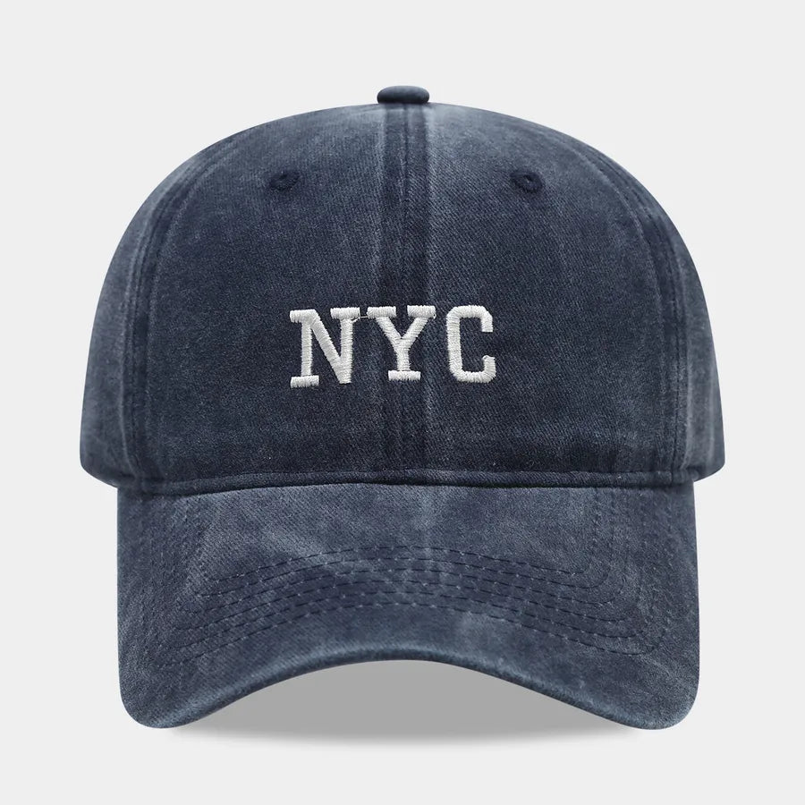 Retro American NYC Letter Embroidery Soft Top Baseball Cap Women's Sporty Summer Hat Face Slimming Men's Sunshade Cap
