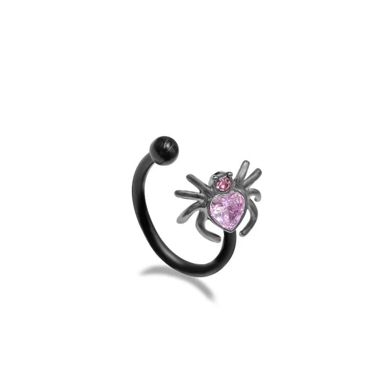 1 Piece Lip Rings Hip-Hop Animal Heart Shape Wings 316L Stainless Steel  Copper Epoxy Plating Inlay Rhinestones Zircon White Gold Plated Lip Rings Ear Cartilage Rings & Studs Nose Rings & Studs