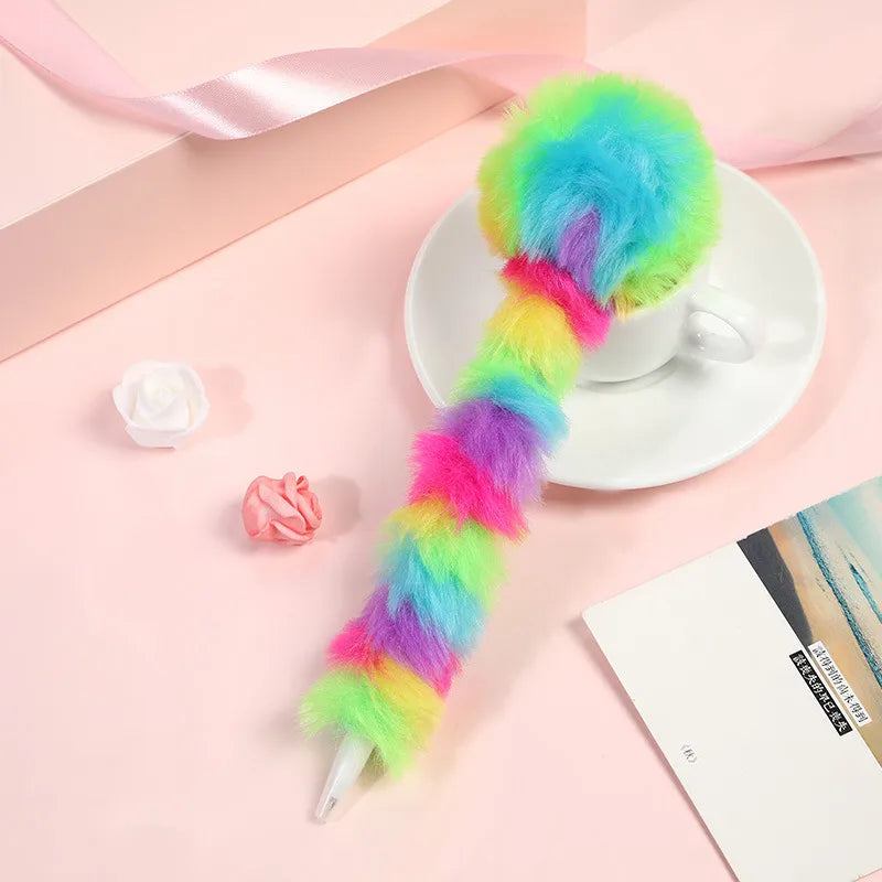 sweet and cute multi-color plush ball gel pen