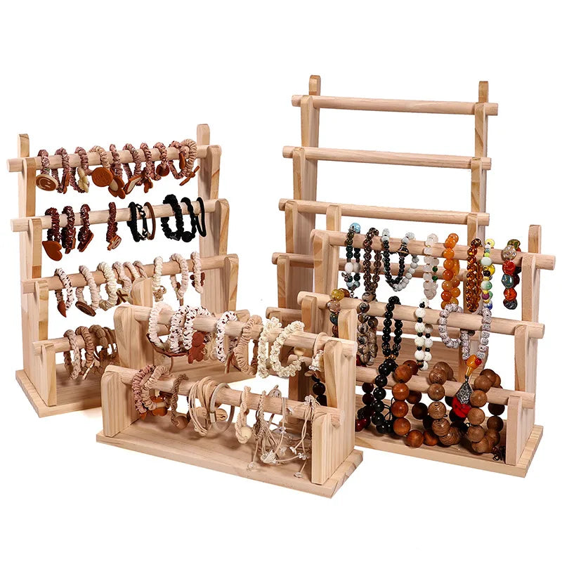 Solid Wood Bracelet Display Stand for Stall Buddha Beads Bracelet Stand Watch Jewelry Display Rack Hair Tie Storage