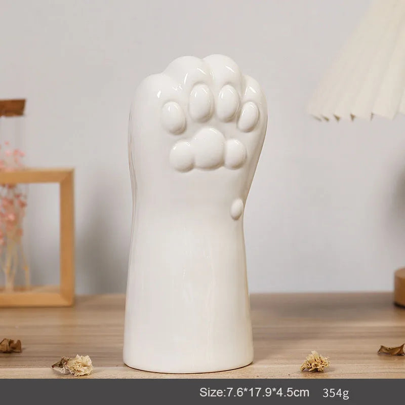Cute Hand Paw Print ceramics Vase Artificial Decorations
