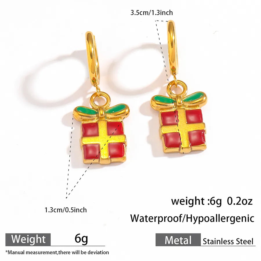 Christmas Santa Claus Ear Cuffs Titanium Steel 316L Quality Suitable For Commuting And Casual Occasions Drop Oil Earrings