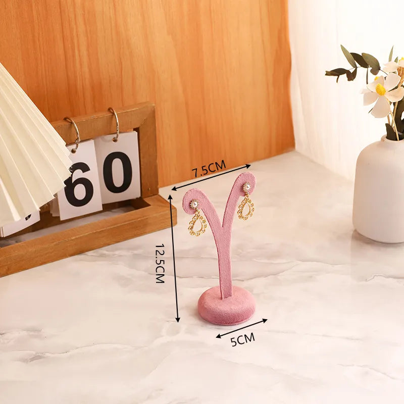 in Stock Pink Flannel Jewelry Stand Necklace Earring Ring Pendant Stand Jewelry Store Shooting Display Stand