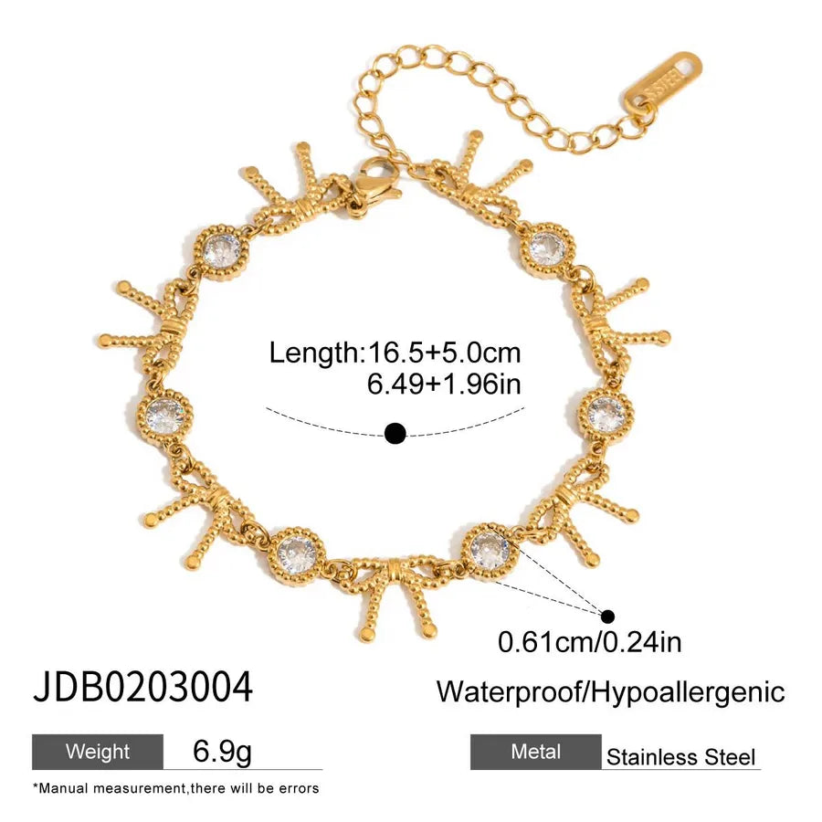 Elegant Sweet Simple Style Heart Shape Bow Knot 304 Stainless Steel Beaded Chain Tennis Chain Bracelets In Bulk