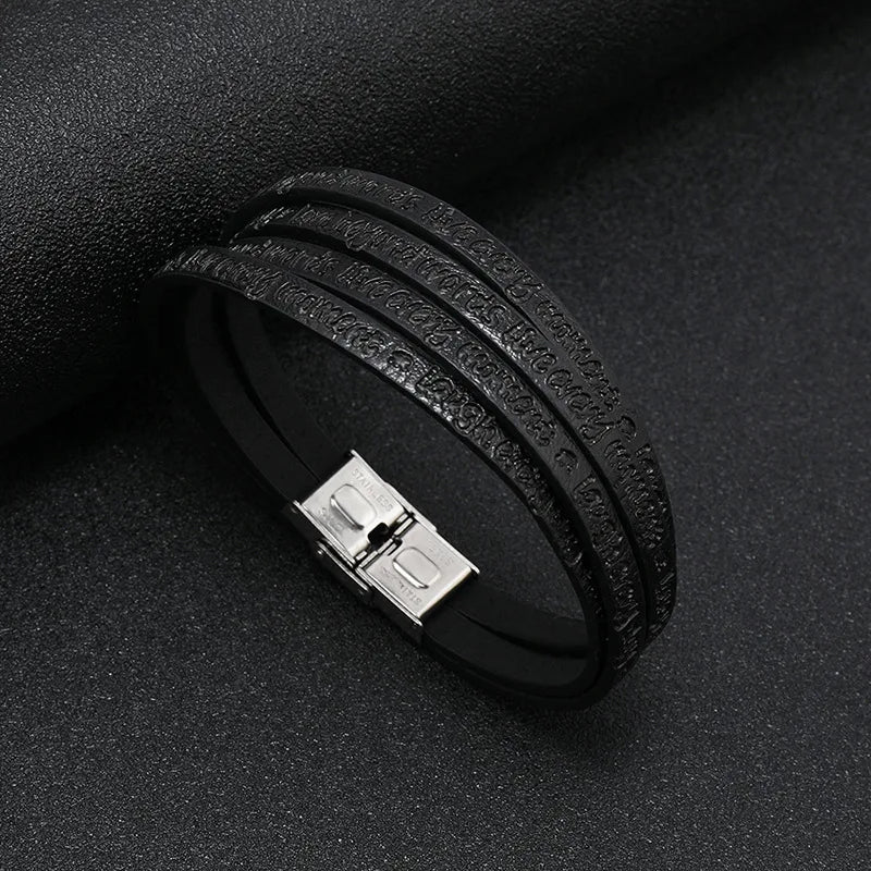Simple Style Letter Pu Leather Titanium Steel Unisex Bracelets