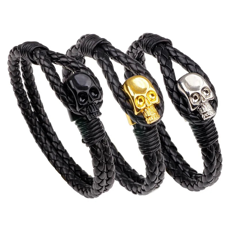 Fashion Skull Artificial Gemstones Halloween Men'S Bracelets