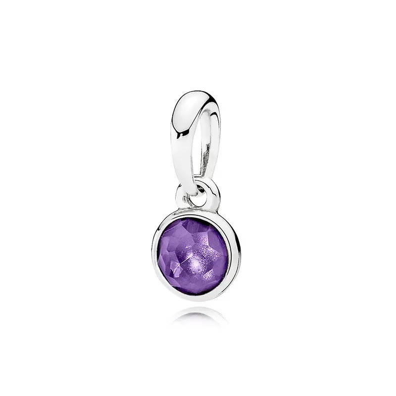 New Hot-Selling Monthly Pendant Water Drop 925 Silver Pendant April Birthstone Garnet Rose Quartz Necklace Women's Jewelry
