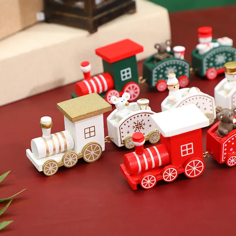 Christmas Glam Cute Train Wood Party Decorative Props