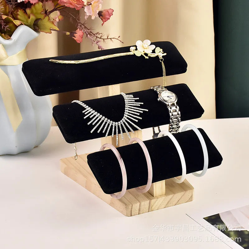 1 Piece Pu Leather solid wood Flannel Modern Style Simple Style Solid Color Jewelry Display Jewelry Rack