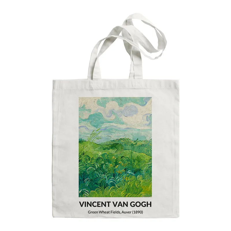 women's retro oil painting shopping bags
