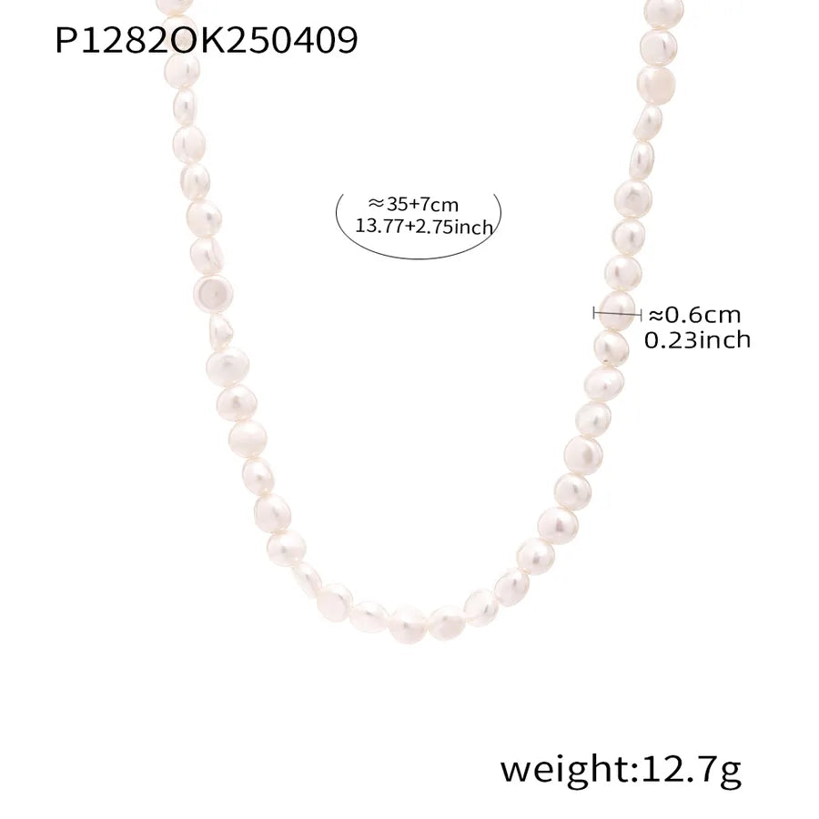 Freshwater Pearl Ion Plating (IP) Beaded Chain Beaded Round Necklace