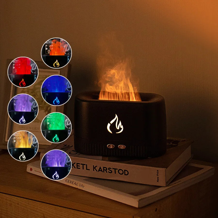creative simulation flame aromatherapy machine fragrance expansion machine home desktop office flame seven-color humidifier