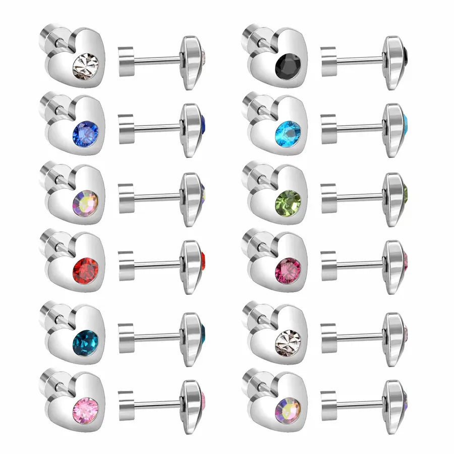 12 pairs Elegant Simple Style Hexagon 304 Stainless Steel 18K Gold Plated Ear Studs