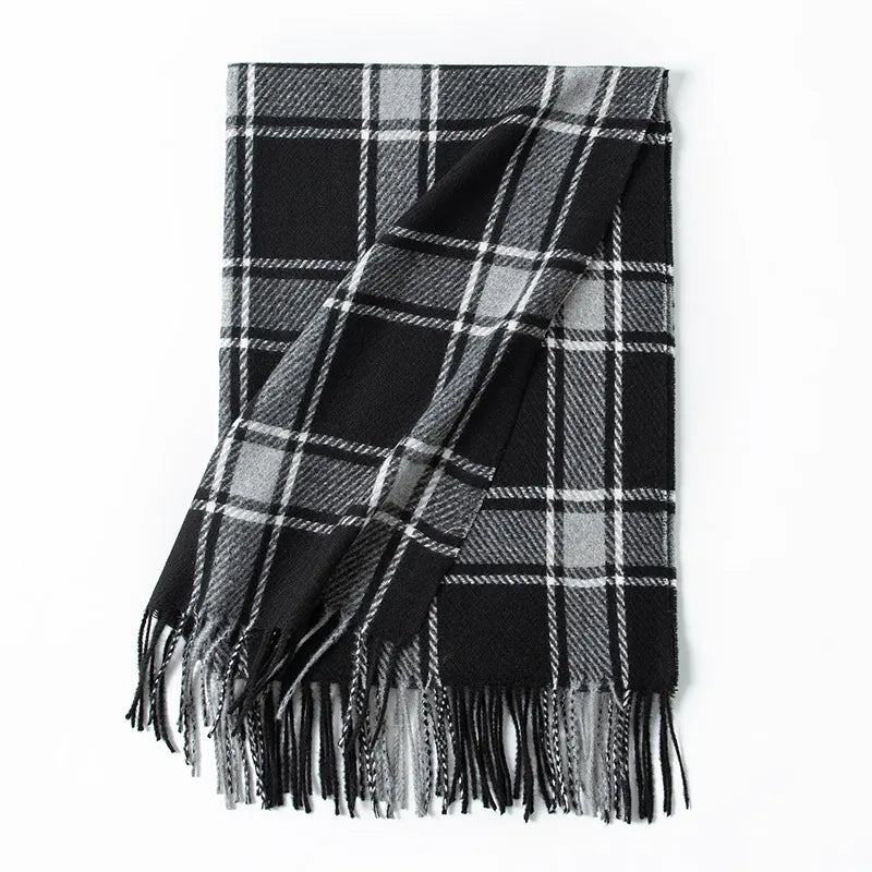 Women's Elegant Plaid Imitation cashmere Tassel Scarf