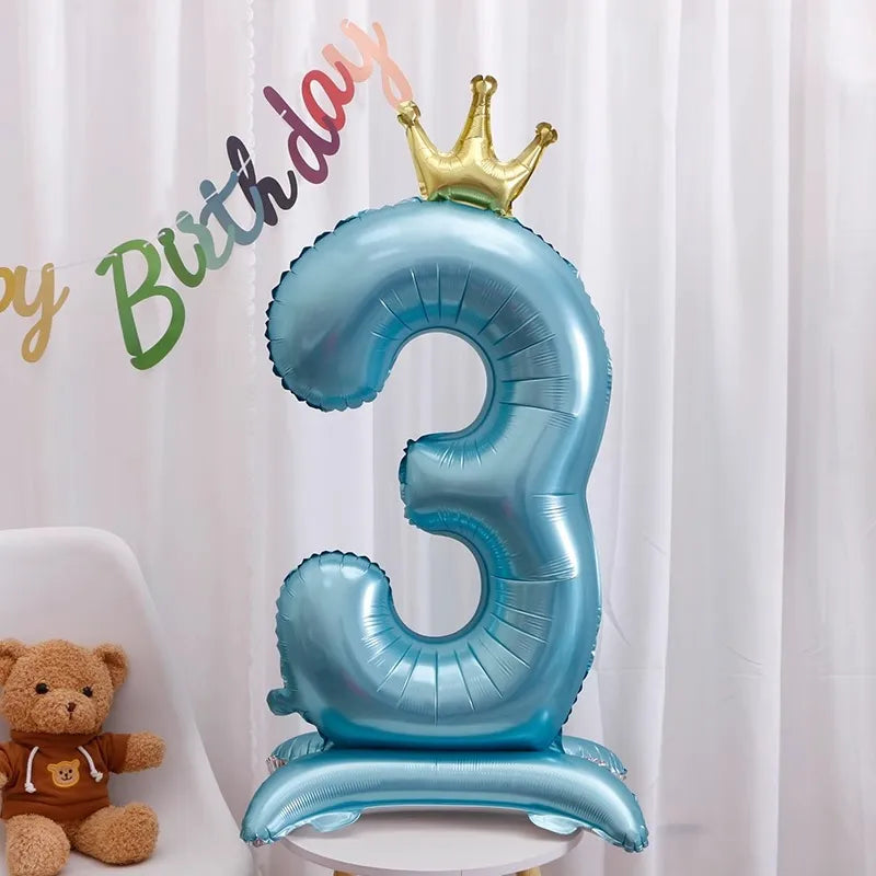 42-Inch Stand-Up Large Pink Base Number Balloons Birthday Decoration Scene Arrangement One-Year-Old Photo Props Balloons