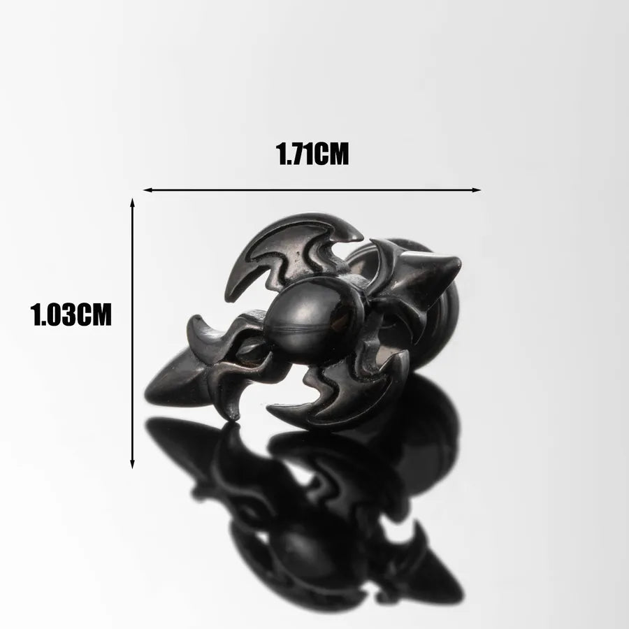 1 Piece Hip-Hop Cross Round Flower 316 Stainless Steel  Ear Studs