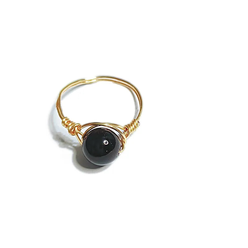 fashion round natural stone rings 1 piece