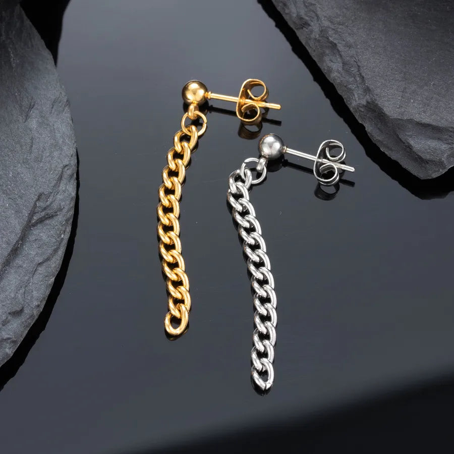 1 Piece Hip-Hop Simple Style chain Chain 316 Stainless Steel  Drop Earrings