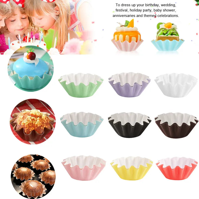 simple style solid color paper cake cups
