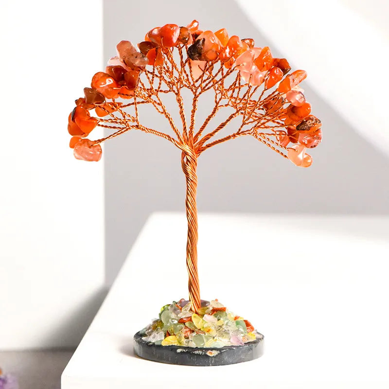 Classical Simple Style Tree Crystal Agate copper wire Ornaments Artificial Decorations