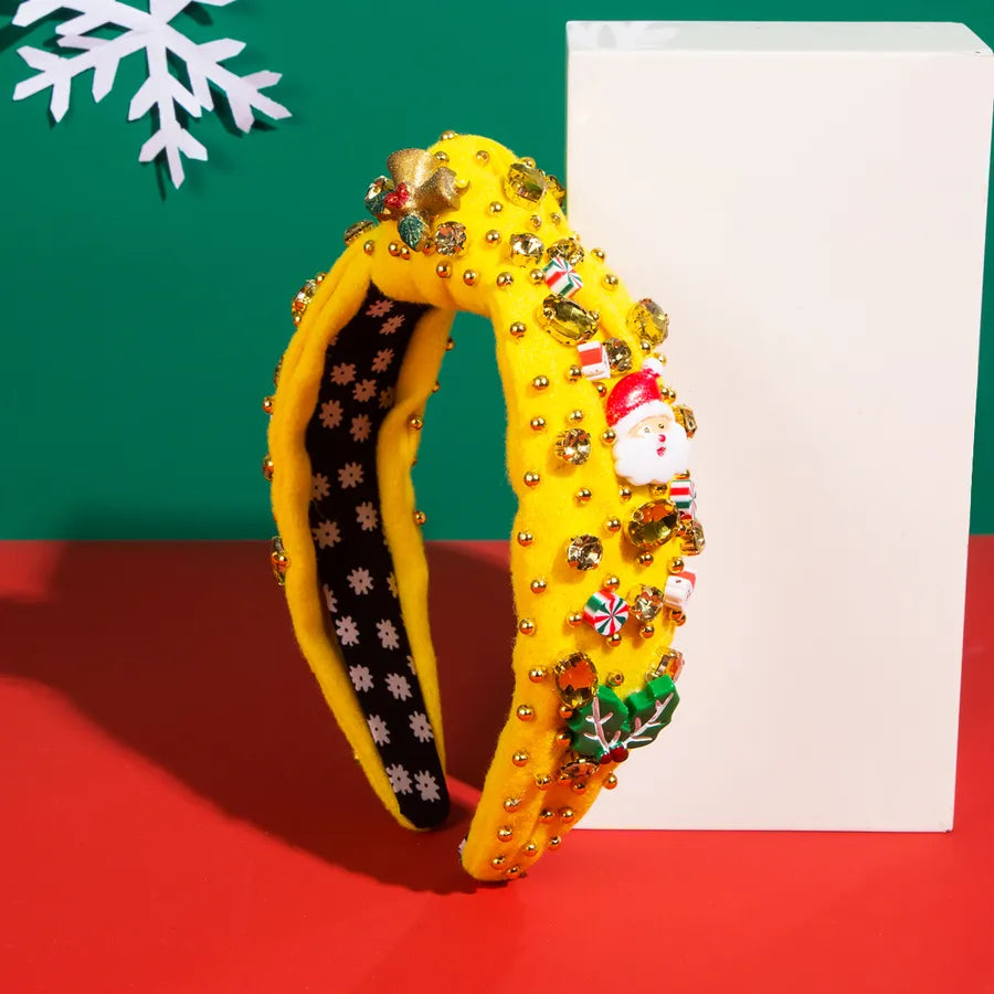 Christmas Classic Style Women's Christmas Tree Santa Claus Christmas Socks Inlay Glass drill Hair Band