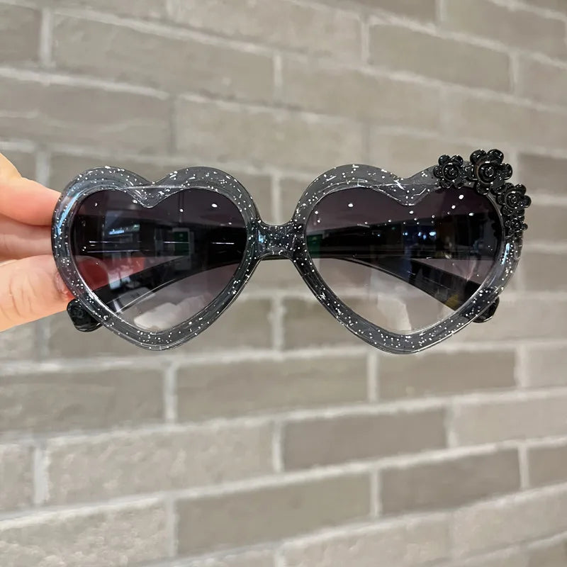 cute heart shape ac special-shaped mirror full frame kids sunglasses