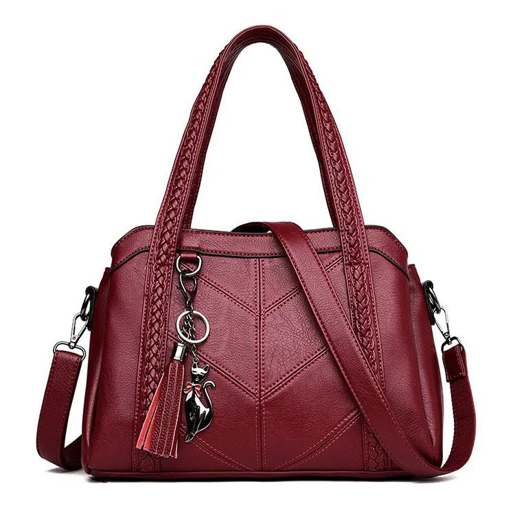 women's all seasons pu leather solid color elegant square zipper handbag