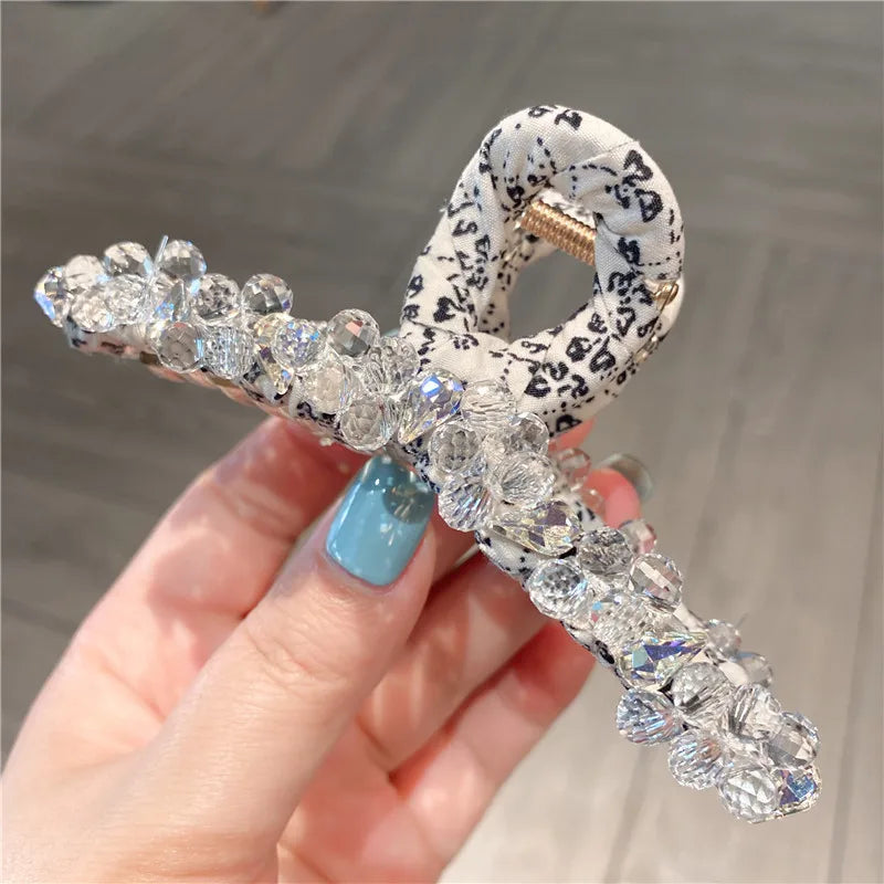Luxury Large Crystal Hair Claw Shark Clamp Women Fashion Fairy Tale Sweet Back Of Head Updo Hair Clip Stylish Hair Accessory