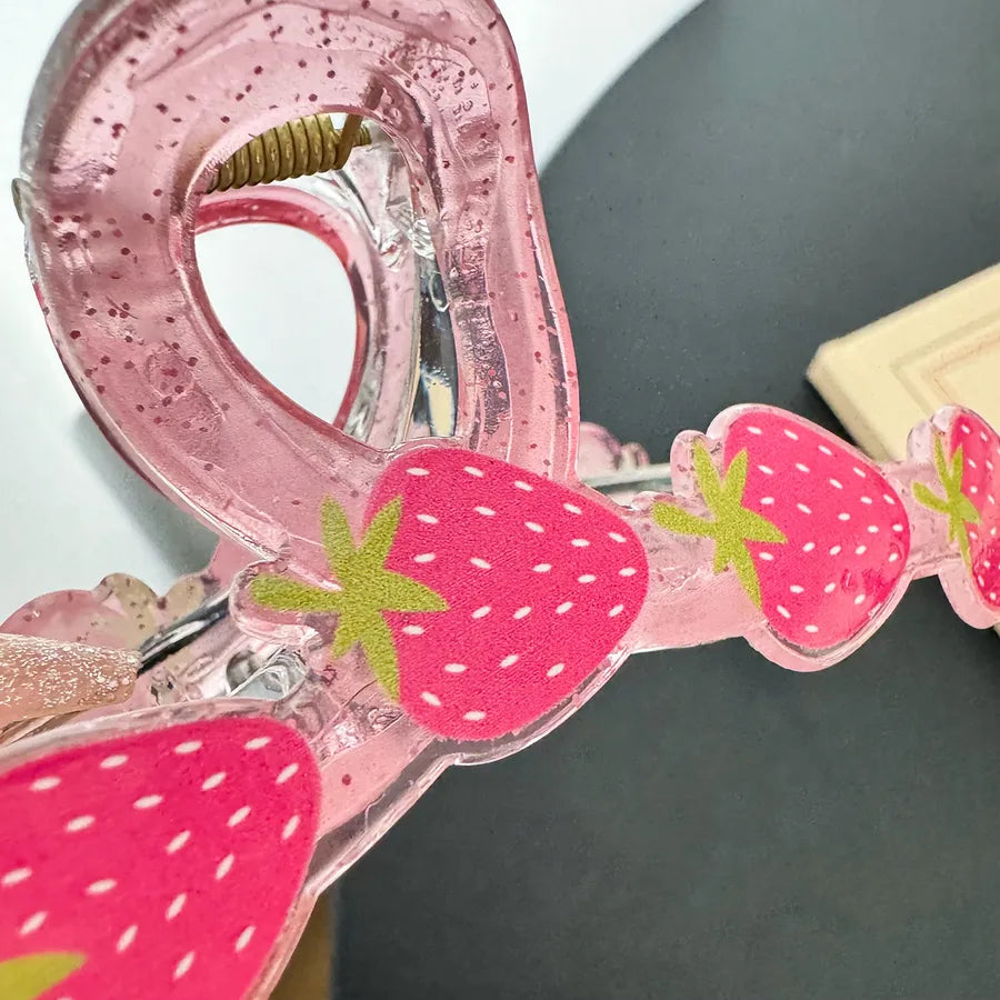 Women's Cute Strawberry Pineapple Watermelon Synthetic Resin Acetic acid sheets Hair Claws