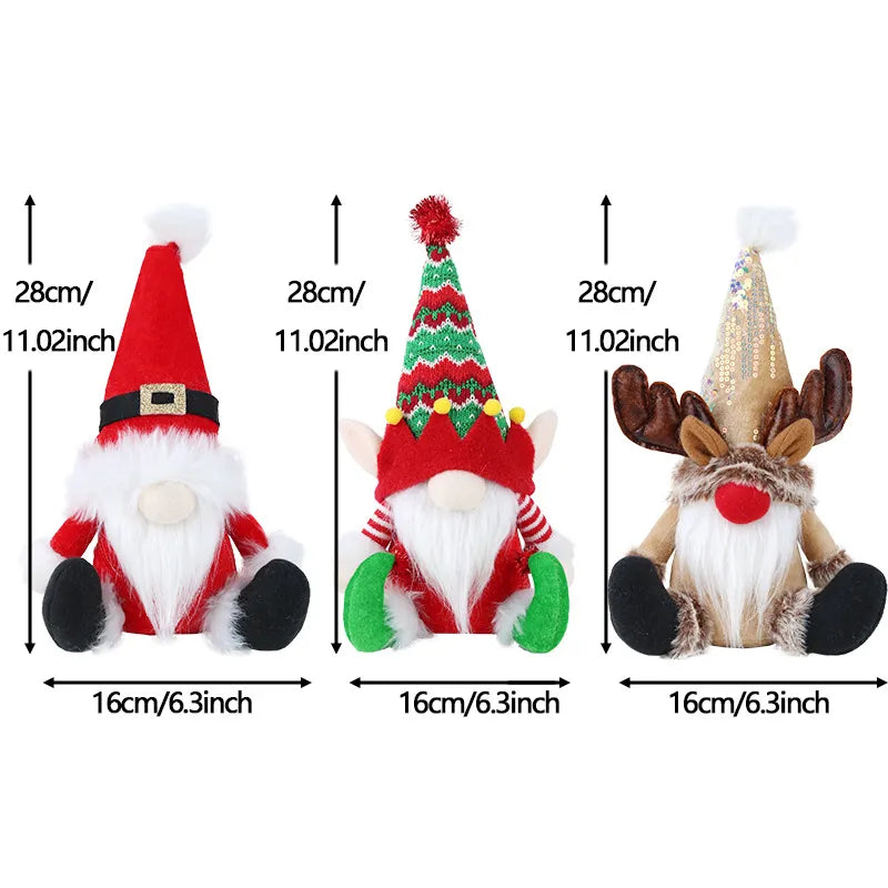 Christmas Long-Cap Style Santa Claus Decoration Rudolph The Reindeer Sprite Window Display Ornament Festive Polyester Decoration