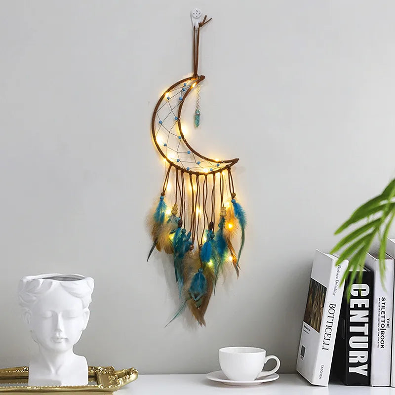 retro romantic pastoral star moon feather pendant artificial decorations