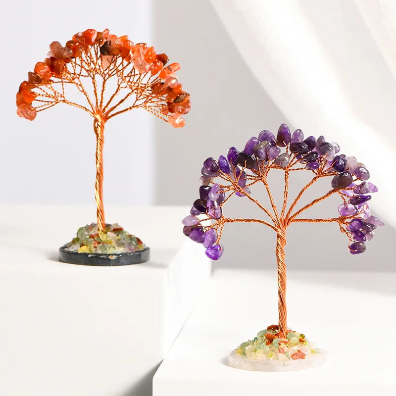 Classical Simple Style Tree Crystal Agate copper wire Ornaments Artificial Decorations