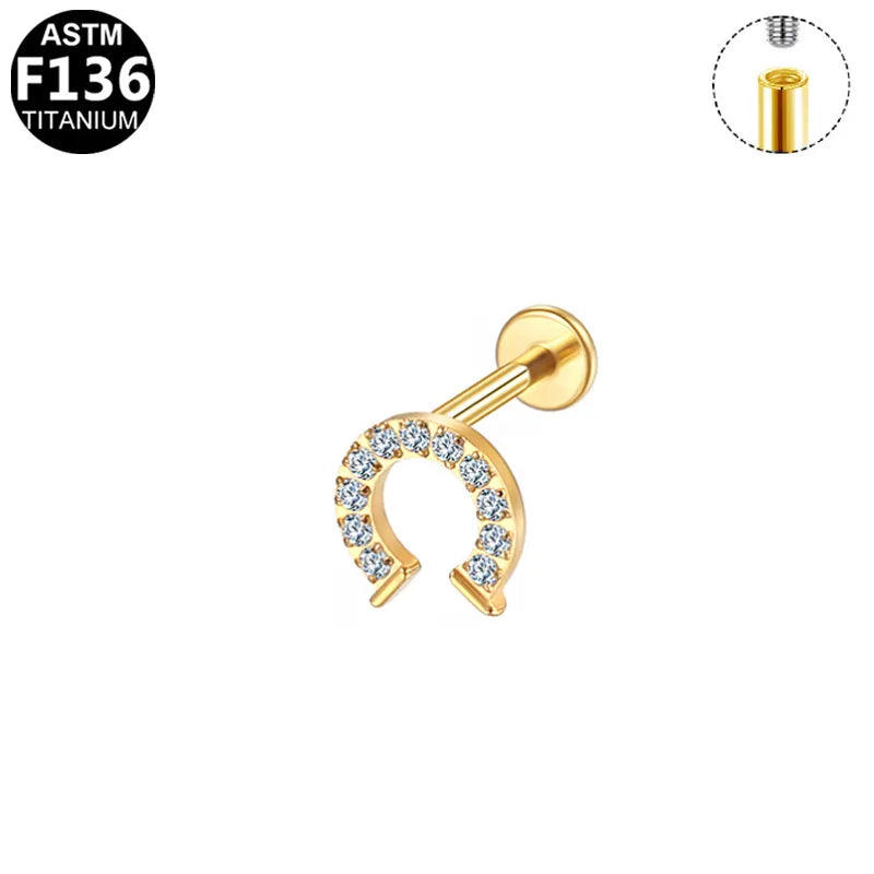 1 Piece Lip Rings Sweet Simple Style Shiny Fruit Titanium Alloy Polishing Plating Zircon 14K Gold Plated White Gold Plated Lip Rings Ear Cartilage Rings & Studs