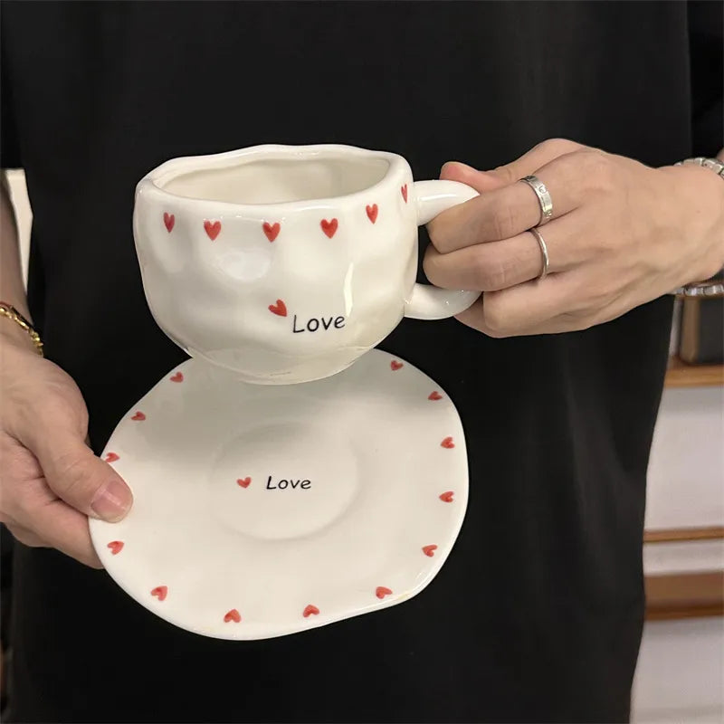 Cute Heart Shape Flower Bow Knot ceramics Water Bottles 1 Piece