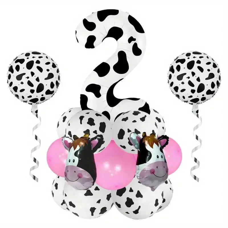Casual Cute Cow Pattern Aluminum Film Birthday Festival Balloons